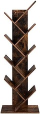 Tree Bookshelf, 8-Tier Floor Standing Bookcase, with Wooden Rustic Brown