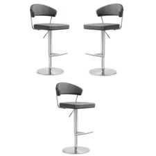 Home Square Cosmo 22" Contemporary Fabric and MDF Barstool in Gray - Set of 3