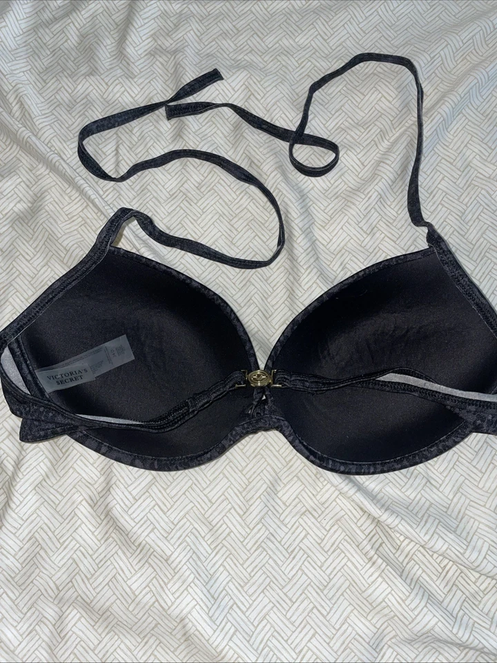Top de biquíni Victoria’s Secret preto leopardo push-up • 34D • fecho logotipo dourado VS - Imagem 3 de 4