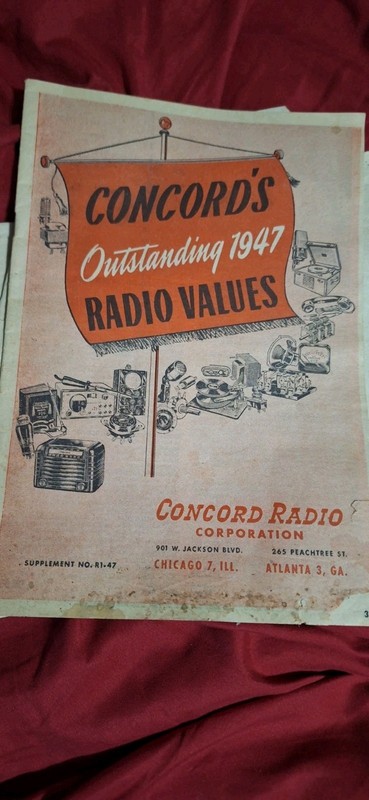 Concord's 1947 Electronics Parts Catalog Post War Chicago Atlanta Radios Records