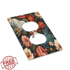Naiqadnehz Rooster Floral 1 Gang Outlet Cover Red White