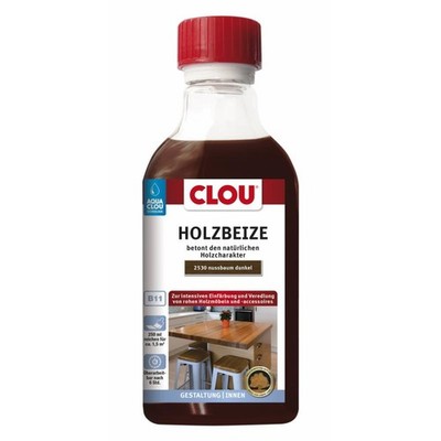 Clou Aqua-Holzbeize Wasserverdünnbar B11 Nussbaum dunkel 250 ml