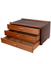 3-Drawer Art Supply Storage Box, Solid Beech Wood Organizer for Pastels, Penc...