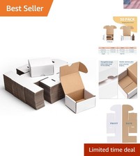 4x3x2 White Shipping Boxes Set of 50, Corrugated Cardboard Mailer Boxes for P...
