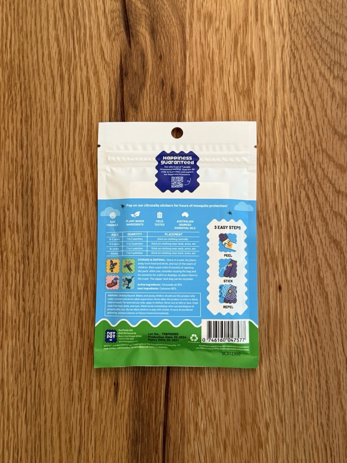 5 Packs Of 60 Stickers Nat Pat Kids Mosquito Repellent Stickers No DEET - New 4