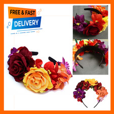 Day of The Dead Headband Rose Flower Crown Costume Floral Mexican Headpiece BC40