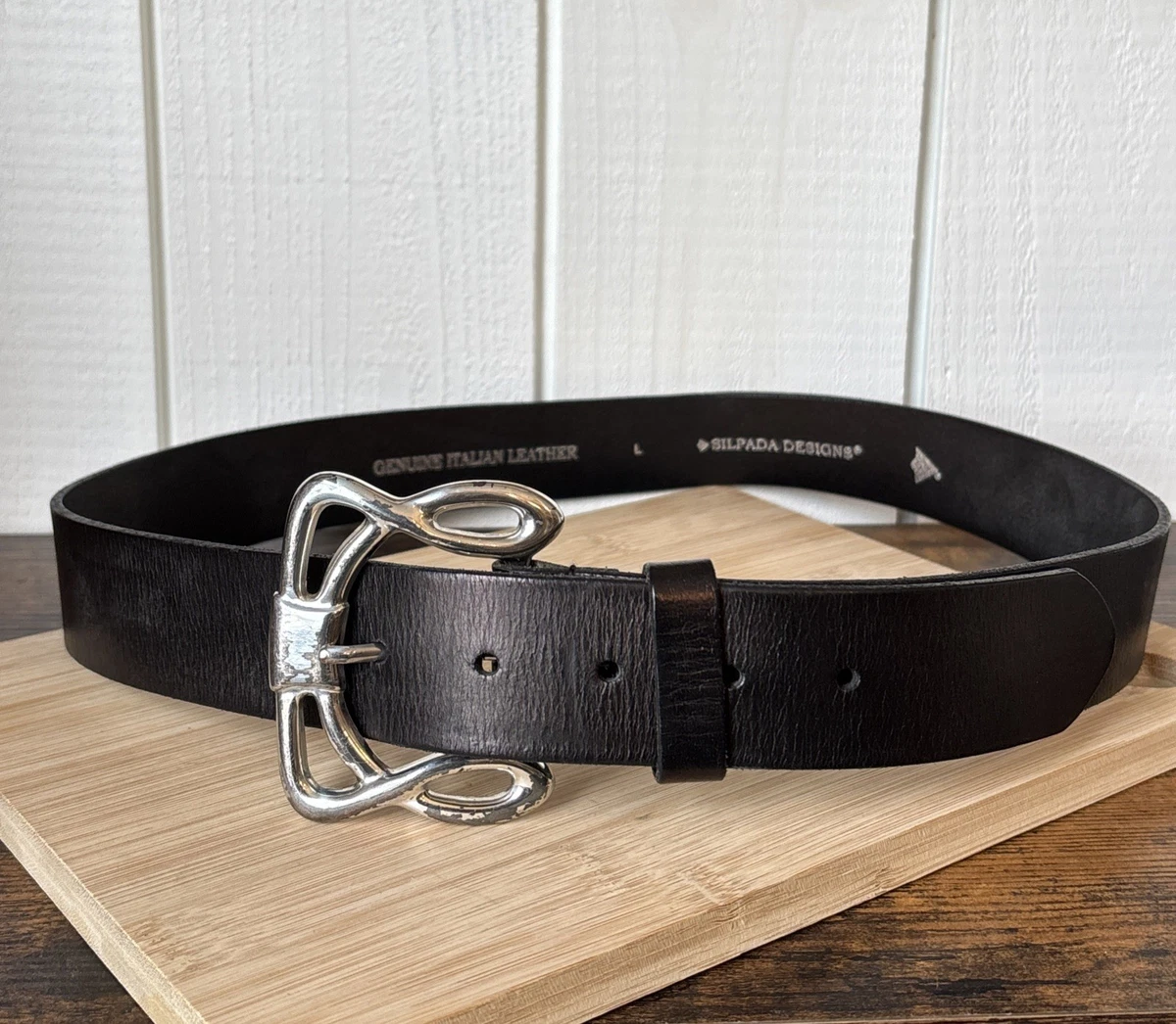 Silpada Black Belt with Silver Buckle Noir - Classic Black Italian Leather Belt With Silver Buckle  main image 3