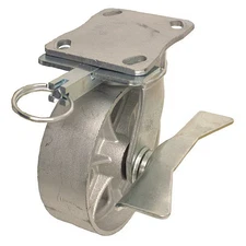 Zoro Select P25S-C080R-14-CB-DL Plate Caster, 1400 lb. Ld Rating, Roll