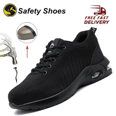 Botas De Trabajo Para Hombre Mens Safety Shoes Steel Toe Hiking Work Boots Black