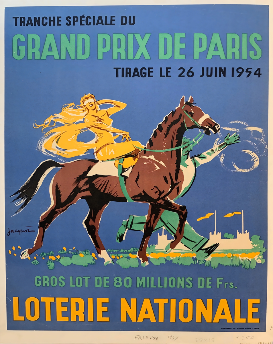 Vintage Grand Prix de Paris 1954 Horse Racing Poster - 12X16/16X20