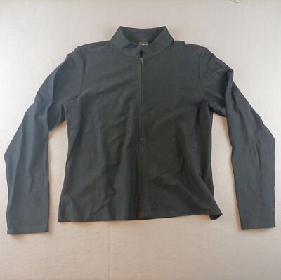 Eileen Fisher Women's Zip Crepe Jacket Size M Mandarin Collar