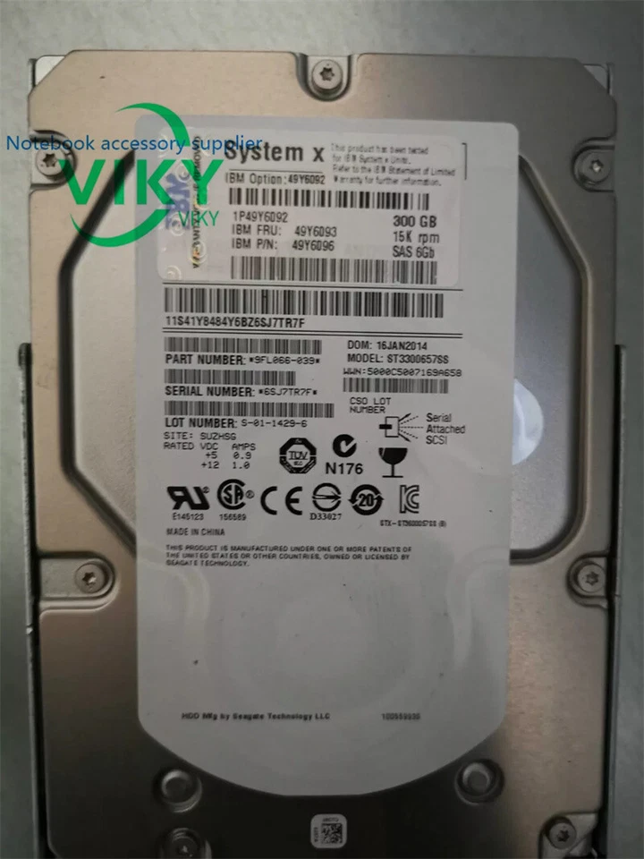 IBM 49Y6093 49Y6092 49Y6096 300GB 15K 6G 3.5" G2HS LFF SAS X3650 HARD DRIVE HDD - Image 4 of 4