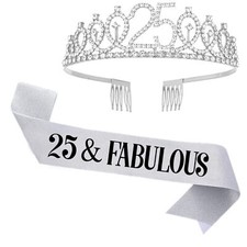 25th Birthday Sash and Tiara for Girl Women, 25  Fabulous Sash and Tiara Bir...