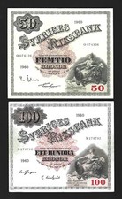 SWEDEN / SWEDEN Lot 50 + 100 Kronor 1960 MBC / VF