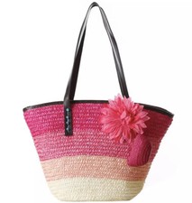 Woven straw tote bag Handmade French market Basket Moroccan Basket, Beach Bag