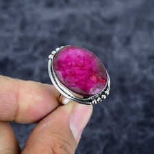 Ruby Lab Created Gemstone Handmade 925 Sterling Silver Ring Gift For Her