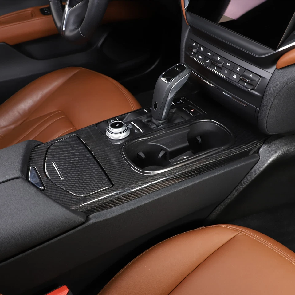Cubierta de fibra de carbono para panel de engranajes de control central para Maserati Ghibli 2017-23 EE. UU. Foto 2 de 4
