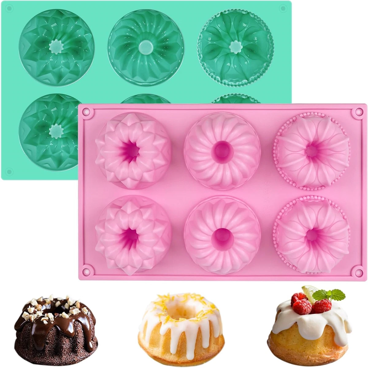 Silicone Bundt Pan, Non Stick Fluted Tube Cake Pan With Sturdy