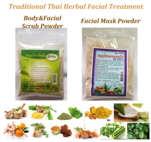 100g Thai Herbal Natural Powder Facial Body Mask Scrub Anti Acne Dark Spot Skin - Picture 1 of 38
