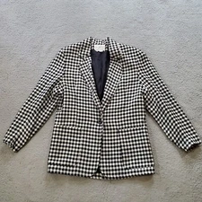 Schrader Separates Blazer Sport Coat Jacket Womens 12 Black White Pockets Casual