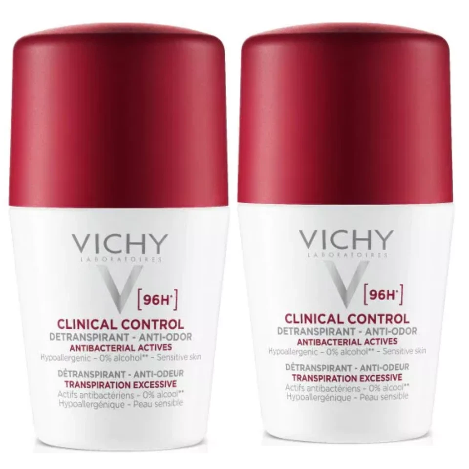 2X VICHY Clinical Control Detranspirant-Anti-Odor 96H 50ml New