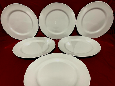 Ikea 21986 Set Of All White Porcelain Scalloped Dinner Plates 10 3/4
