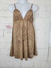 Cinema  Etoile Brown Animal Print Chemise Nightgown Large Adjustable Straps