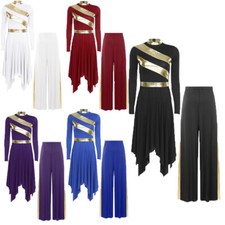 Womens Dancewear Loose Dress High Waist Outfit Spirit Praise Choir Worship Hem