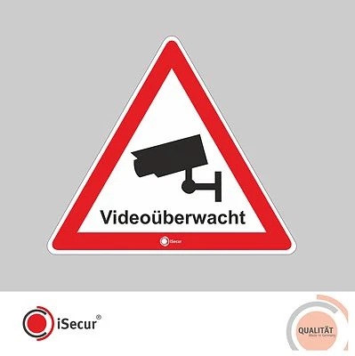 GDS 4 Stück iSecur Aufkleber Videoüberwacht, Alarmanlage, Video, Innenklebend, 123