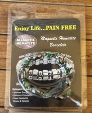 Magnetic Hematite Bracelet, For Pain Relief, Stretchable, Black And Green, New