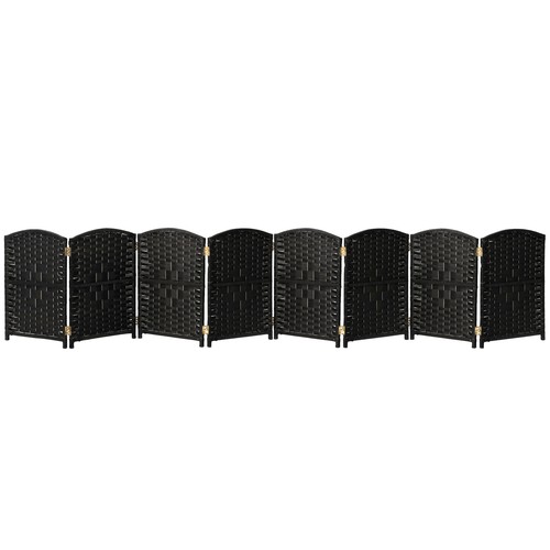 2 ft. Short Diamond Weave Fiber Folding Screen - Black - 8 Panel - Picture 3 of 7
