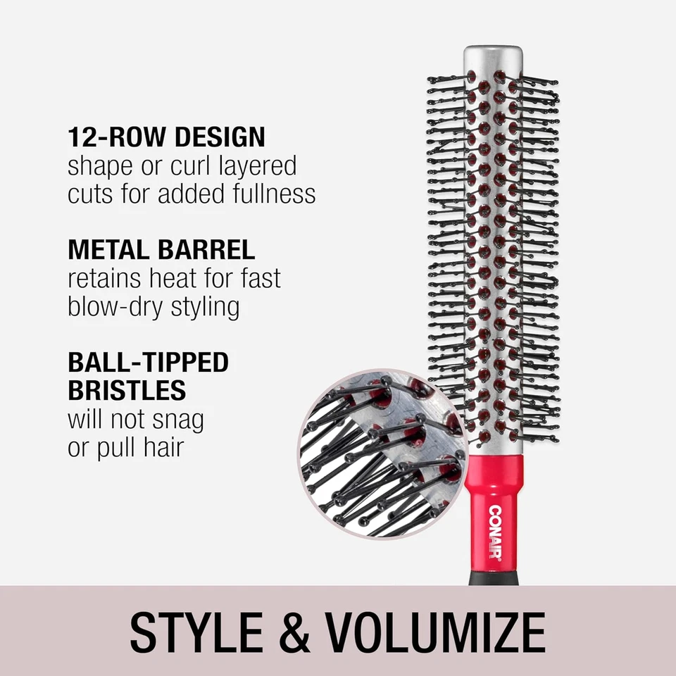 Cepillo de pelo redondo de metal Conair Style & Volumize - Cepillo de secado por soplado - Cepillo para el cabello f Foto 2 de 4