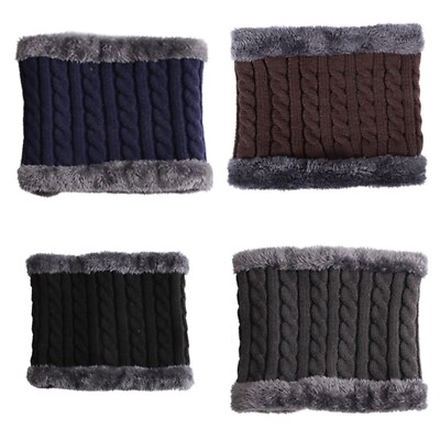 Men Women Knit Fur Lined Warm Insulated Neck Warmer Gaiter Cold Weather Ski
