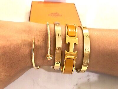 Hermès Clic H Bracelet Gold pm Curry Sold Out | eBay