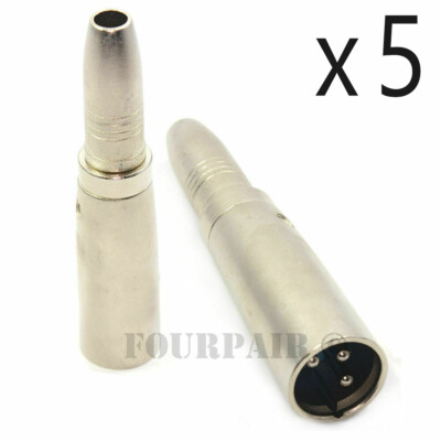 5 Pack XLR 3-Pin Male to 1/4'' Stereo TRS Female Jack Audio Cable Mic Adapter New