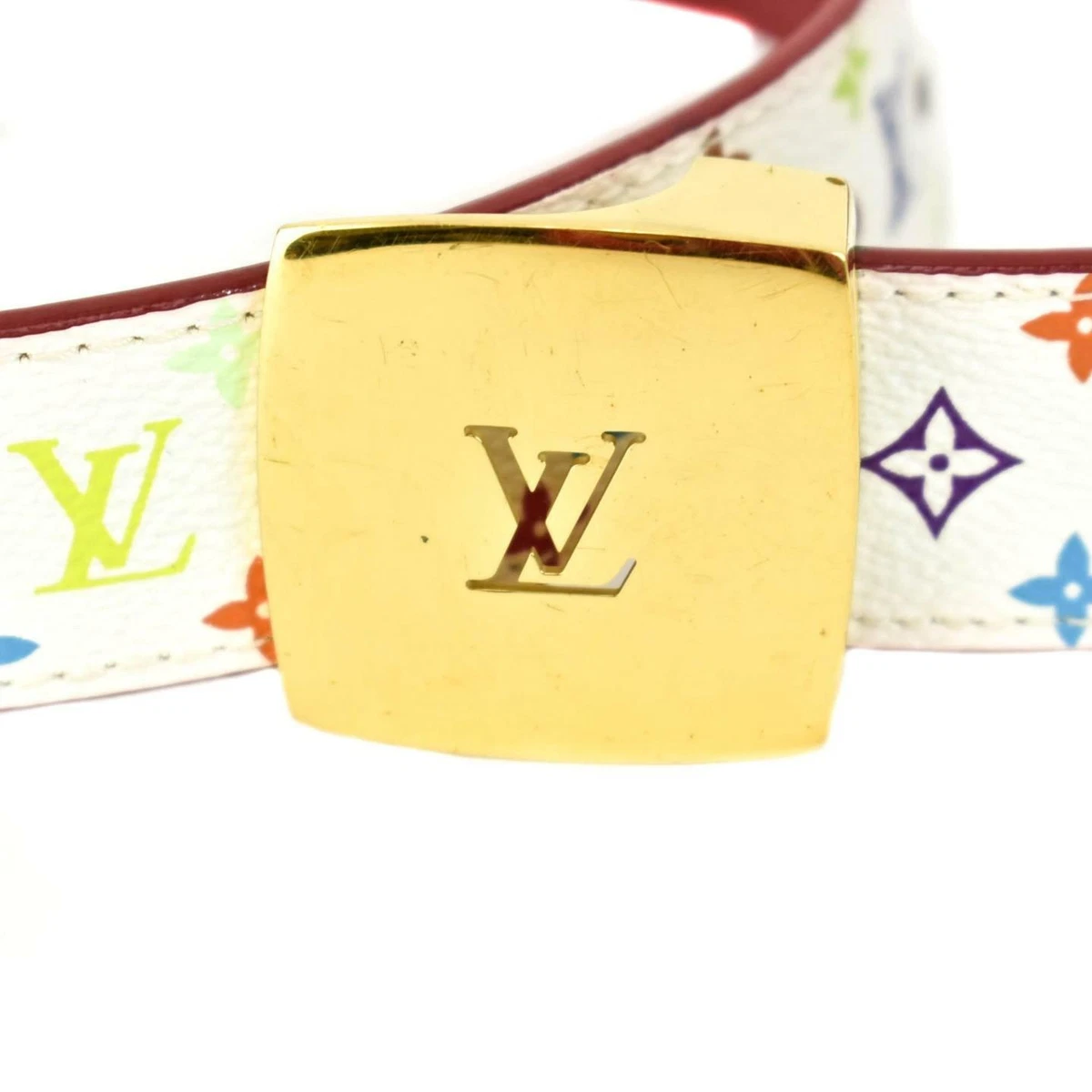 LOUIS VUITTON: Multicolor, "Murakami LV" Logo Belt fits 31"-  35" (mz)