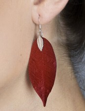 Orecchini con vera foglia - Orecchini Elegant Colore Rosso Premium