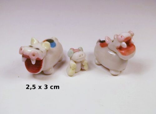 hippopotames rigolotes en céramique émaillé, miniatures de collection   A3-11 - Photo 1/1