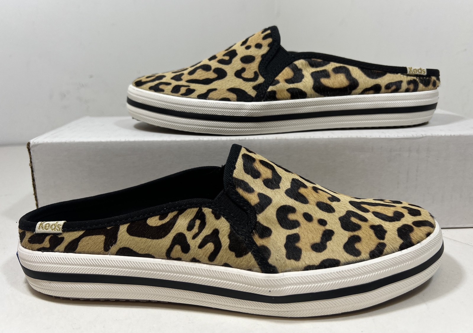 KEDS x Kate Spade Double Deck Mule Ks Leopard Hair Print Slip On Slide  Sneaker 6 | eBay