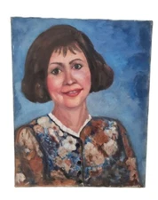 Oil On Canvas Impressionist Painting Woman Portrait  By Artist Patricia Morone