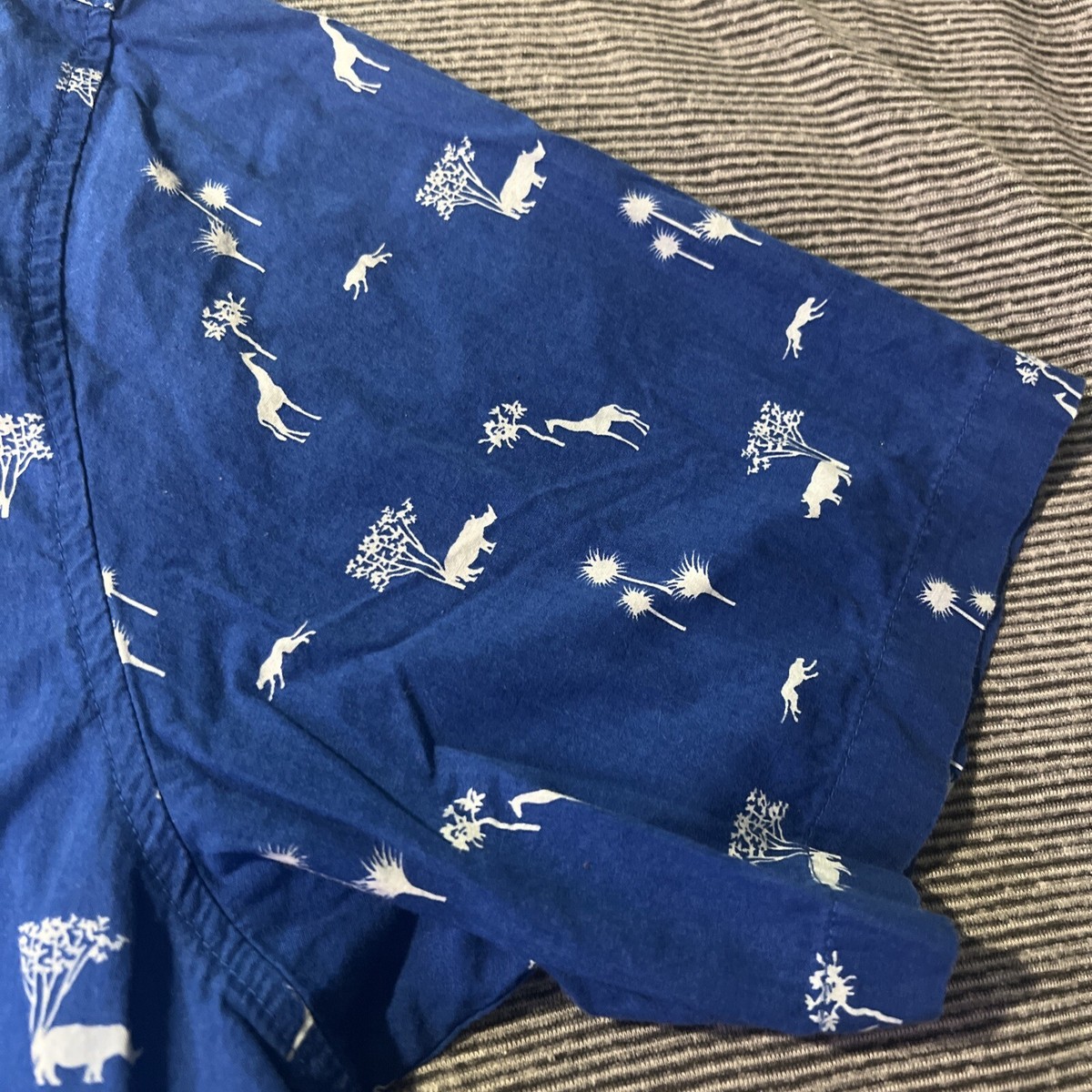 LRG The Creative Clothing Company Blue Safari Animals Button Up Medium Shirt View 5