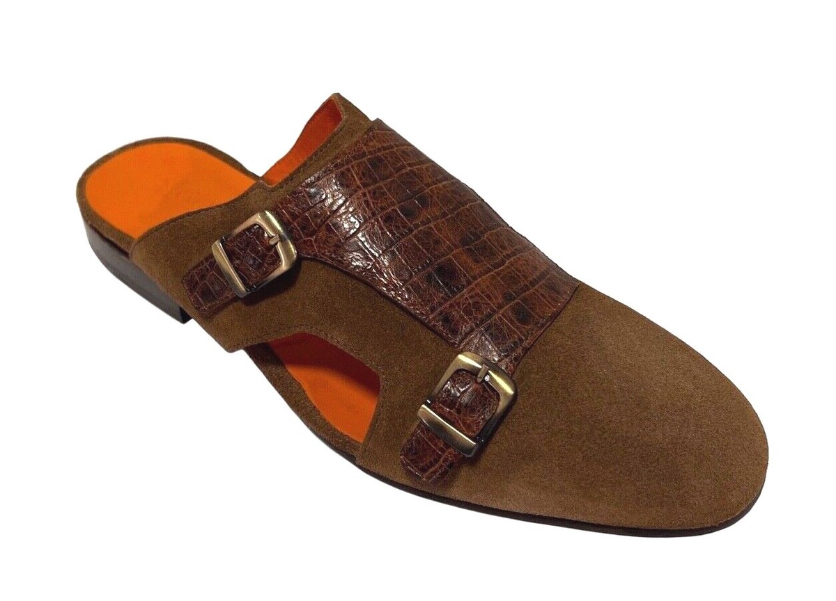 Sigotto Uomo Mens Coffee Suede Backless Mules Sandals 7009 