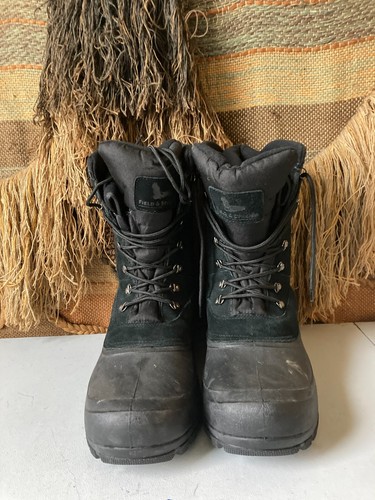 Field And Stream Black Leather Rubber Lined Hunting Boots Size 14 Waterproof - Picture 3 of 10