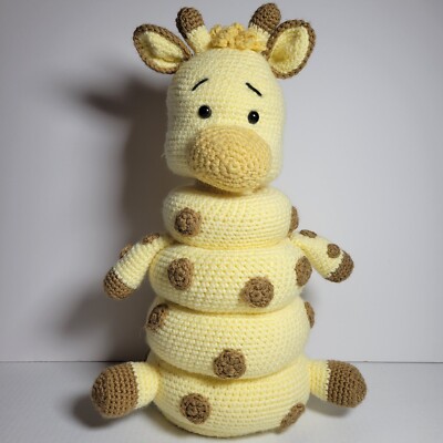 Handmade Crochet Baby Toddler Stacking Giraffe Toy Rings 16'' Tall