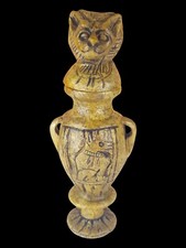 UNIQUE ANTIQUE ANCIENT EGYPTIAN Vase Goddess Sekhmet with Magic Hieroglyphic