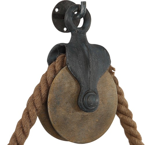 PAIR DESIGNER WESTERN INDUSTRIAL 25" WALL VANITY MIRRORS PULLEY STYLE HANGER - Picture 4 of 6
