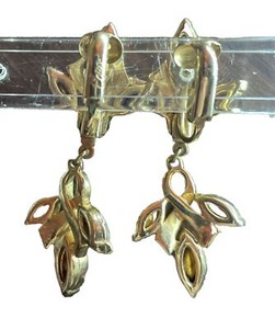 Coro Crystal Drop Clip On Earrings Gold Tone Wedding Chandelier Dangle Vtg