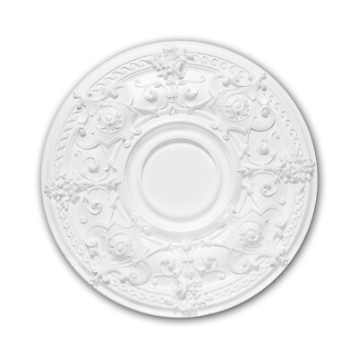  PROFHOME 156040 Rosette aus Polyurethan Deckenrosette Zierelement Ø 70,7 cm
