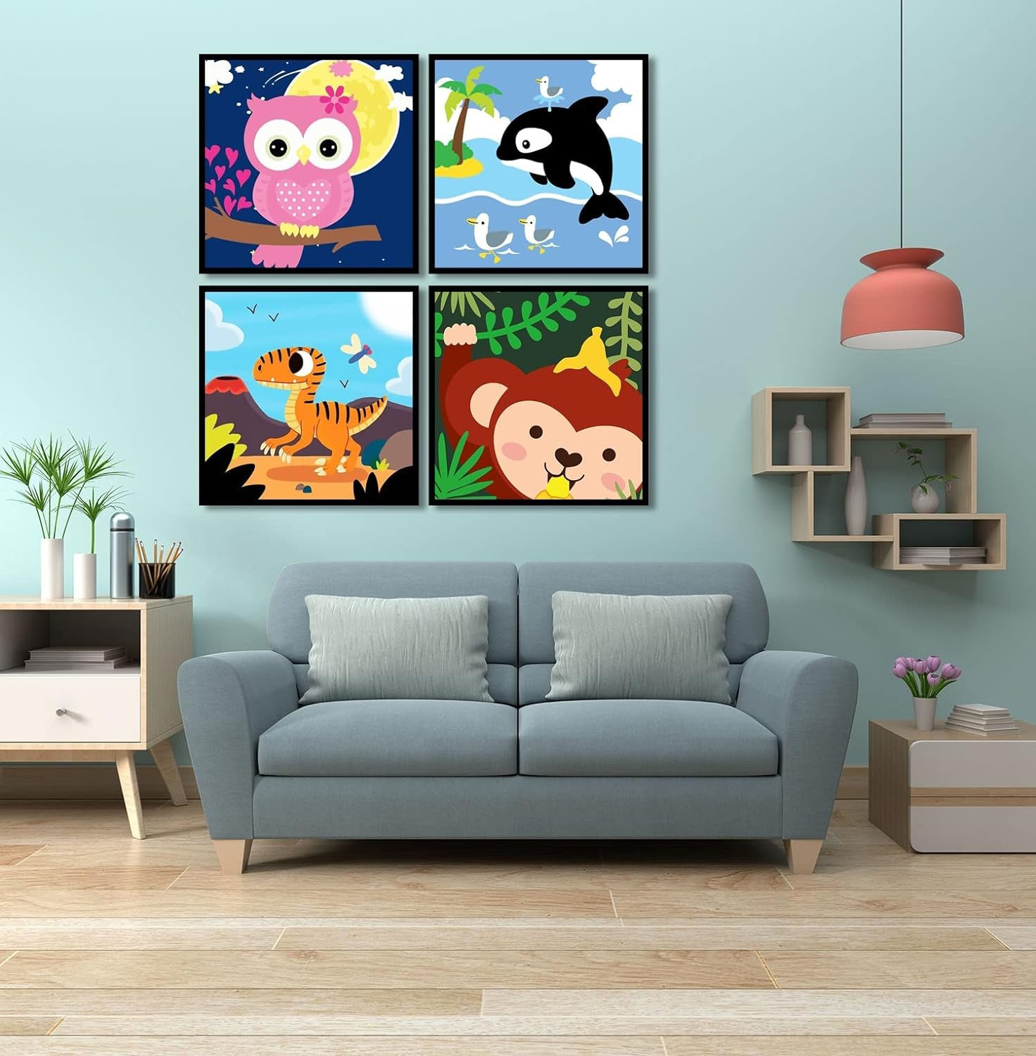 4 Pack DIY Paint by Numbers for Kids Ages 4-8 - Paint by Number for Kids Beginne