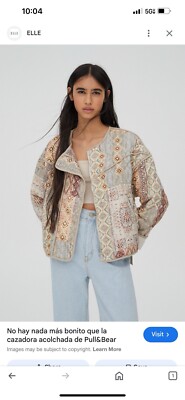 New Without Tags Pull &Bear Floral Lightly Quilted Jacket S NWOT